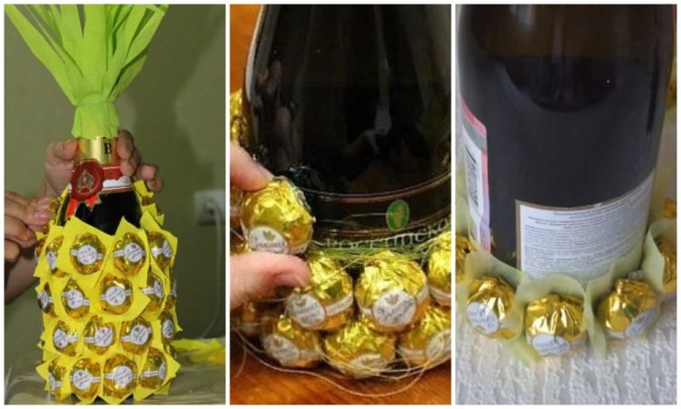 ананас из шампанского бескаркасный способ