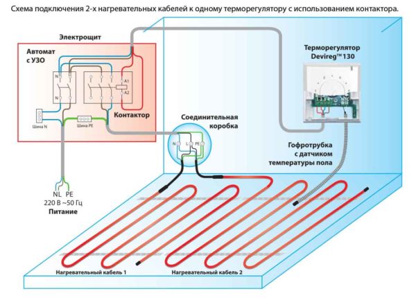 Схема подключения электрического теплого пола
