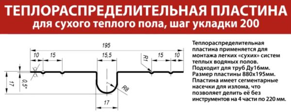Распределительная пластина для сухого теплого пола