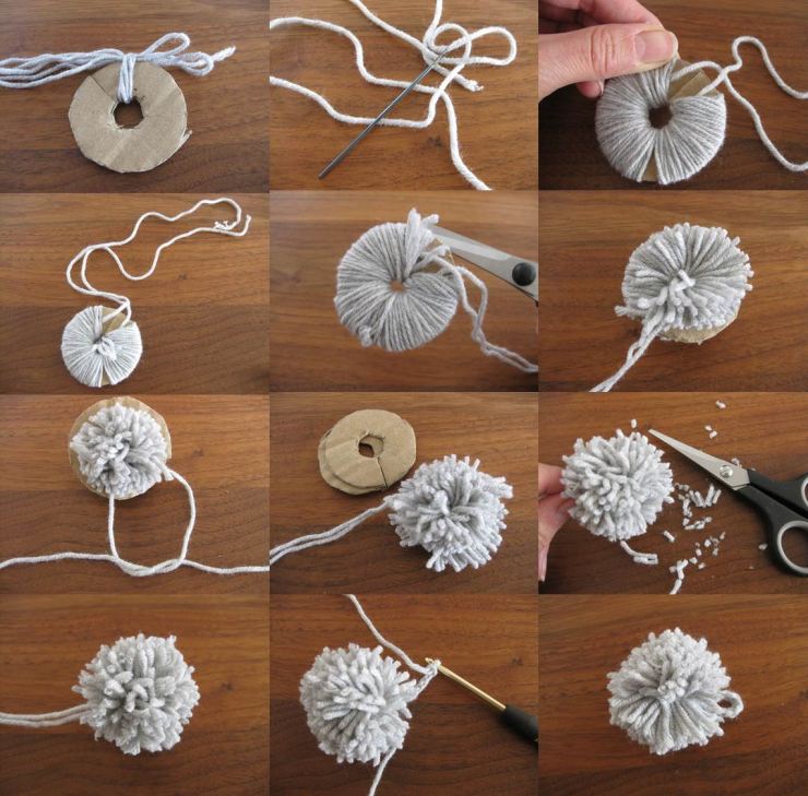 Как сделать помпон на шапку из меха, пряжи или ниток - мастер класс по вязке помпонов, фото и видео инструкции