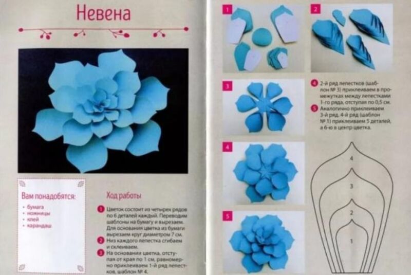 Цветы из бумаги — схемы и шаблоны для создания бумажных цветов этап 9 Цветы из бумаги — схемы и шаблоны для создания бумажных цветов этап 9