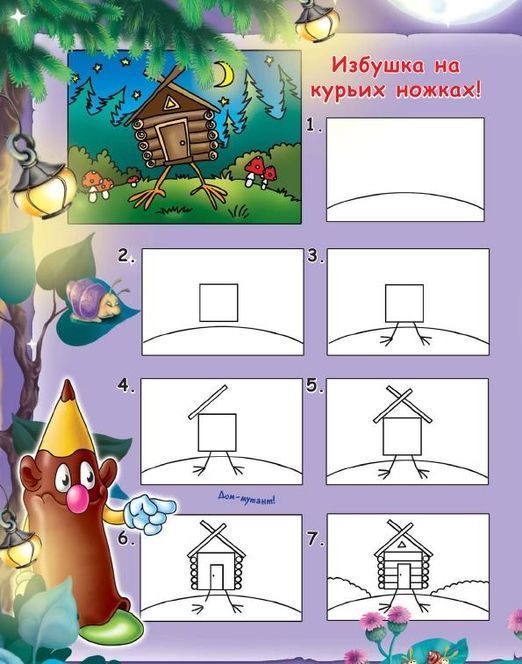 Как нарисовать избу пошагово карандашом: легкий мастер-класс по рисованию избы внутри, изнутри, в лесу и на курьих ножках