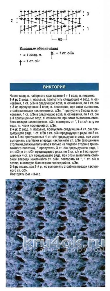 Плотный узор с перекрещенными столбиками: